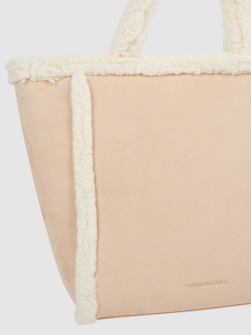 Shopper mit Besatz in Fell-Optik in sand