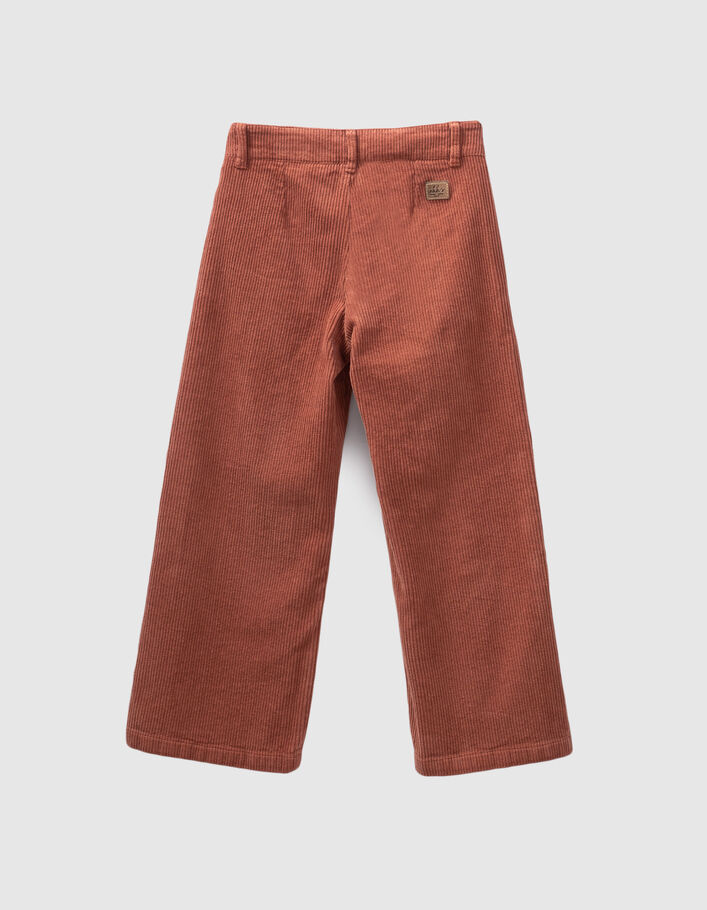 Pantalon large rose cuivré en velours côtelé fille