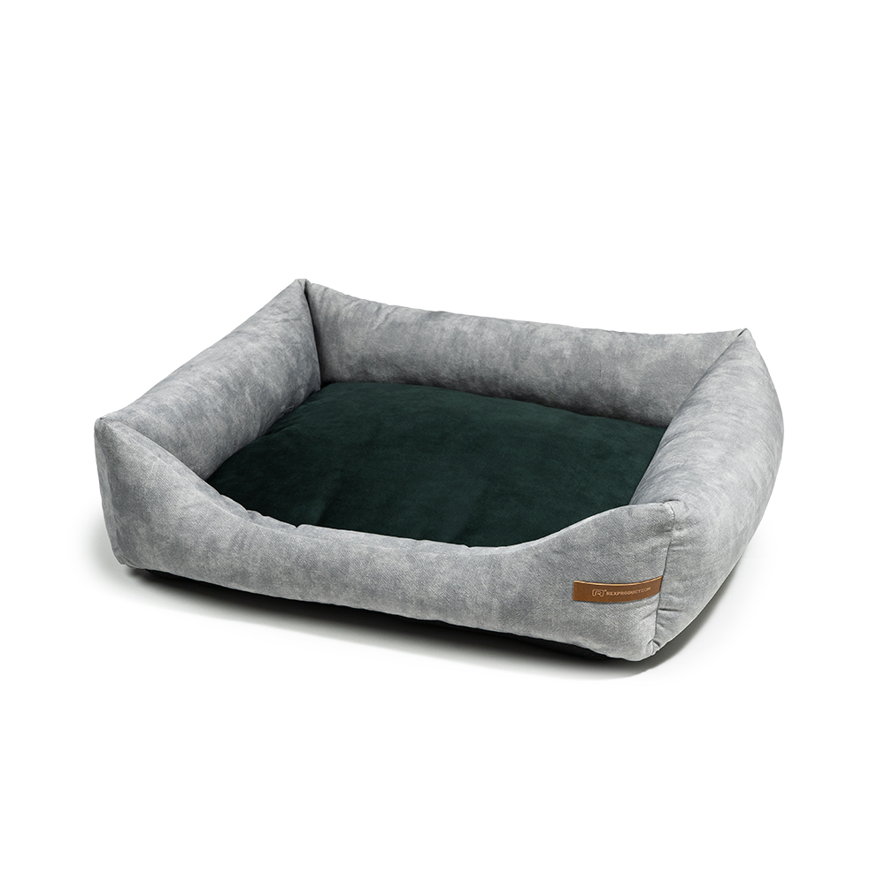 Rexproduct Hundebetten Rexproduct SoftColor luxury dog bed in grau color dunkelgrün XL