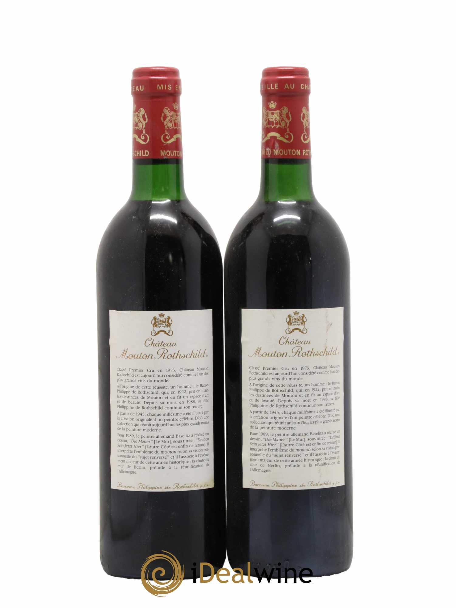 Château Mouton Rothschild 1er Grand Cru Classé  1989 - Lot de 2 Bouteilles