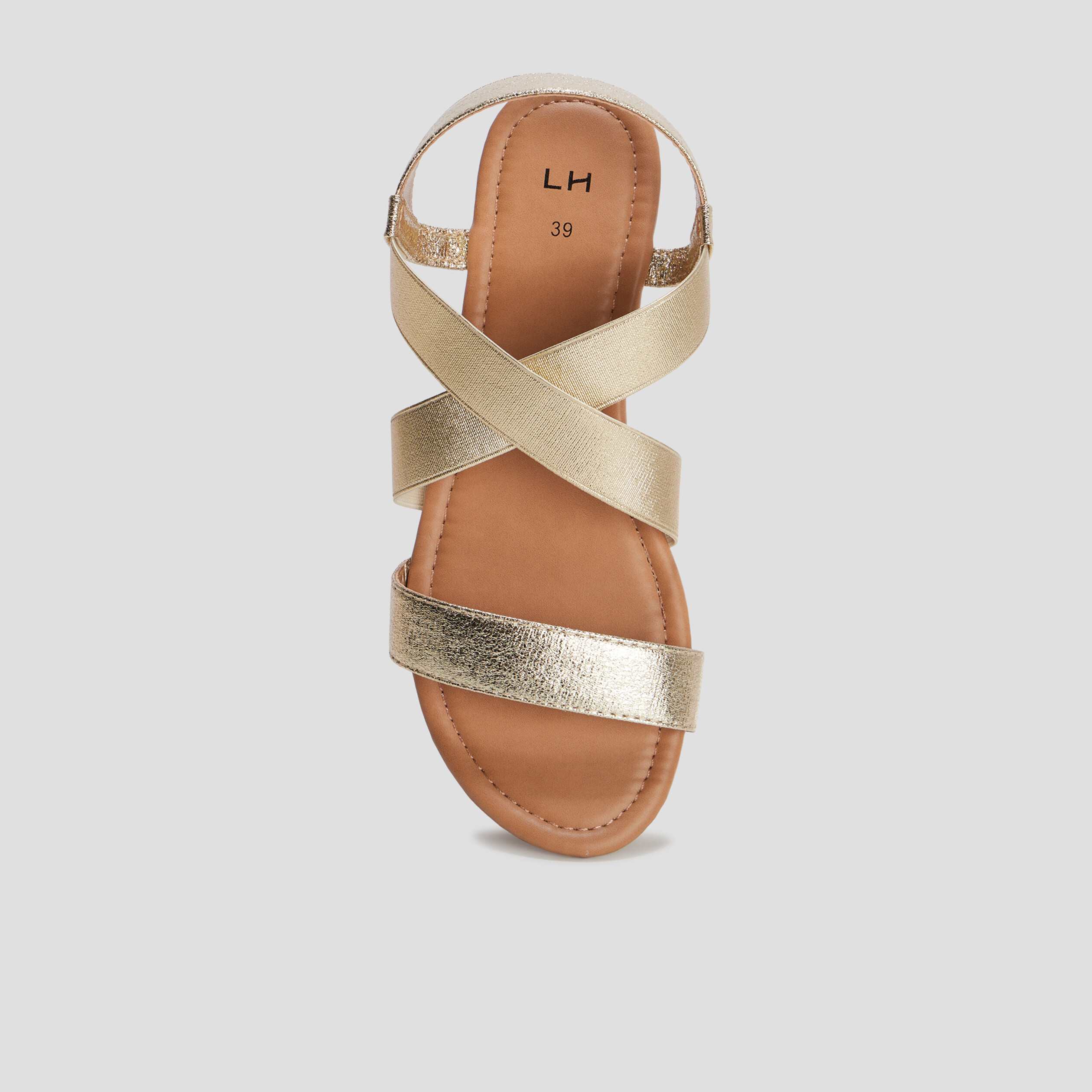 Sandales plates jaune or femme | La Halle