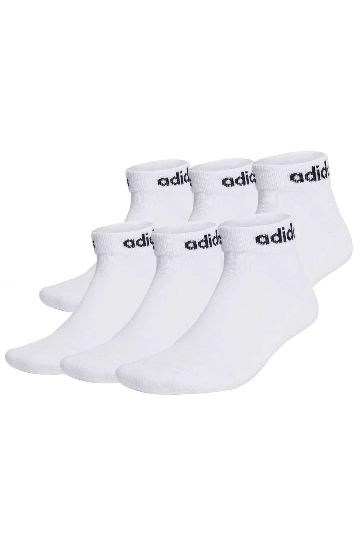 adidas  Unisex Quarter Socken, 6er Pack - Linear Cushioned Ankle, Logo, gepolstert, einfarbig