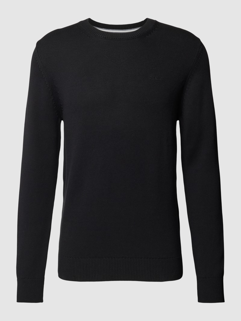 Strickpullover mit Label-Stitching in schwarz