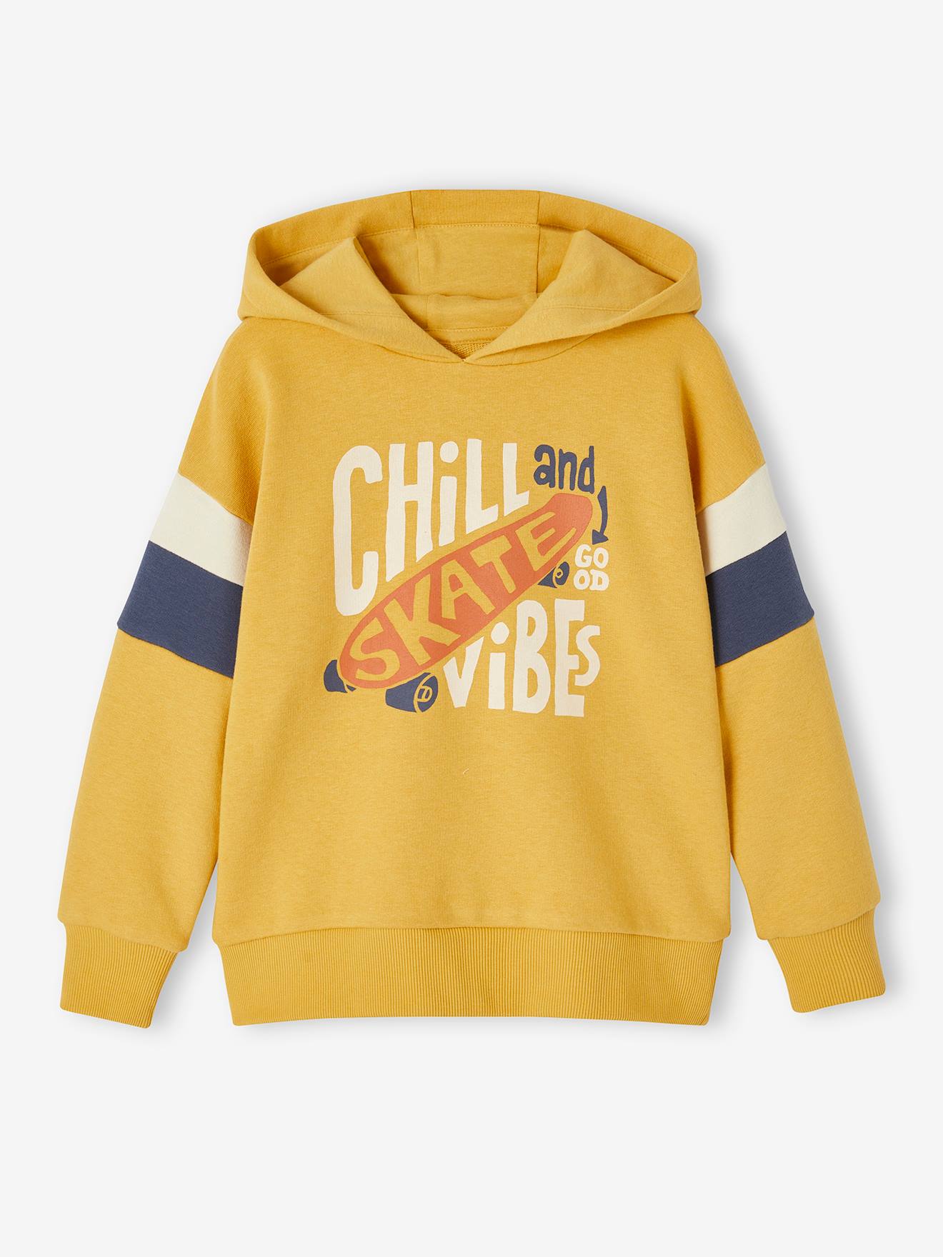 Vertbaudet Jungen Kapuzensweatshirt mit Colorblock-Ärmeln Oeko-Tex - malve