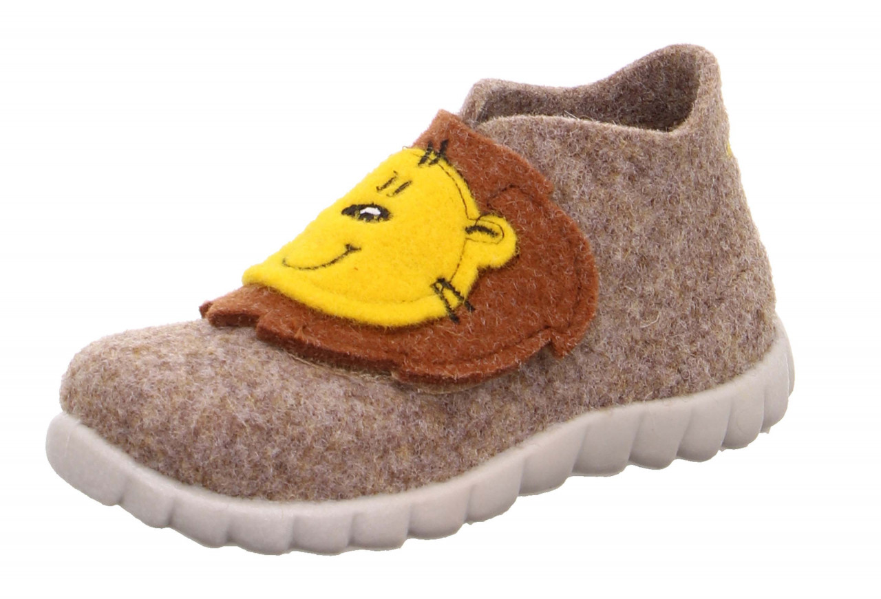 HAPPY - Beige Hausschuh mit Klettverschluss