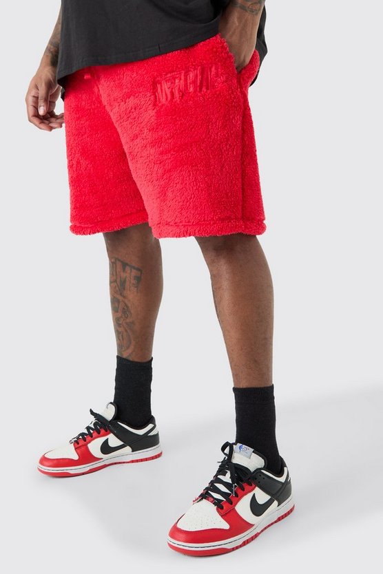 Plus lockere mittellang Borg-Shorts mit Bandana-Print