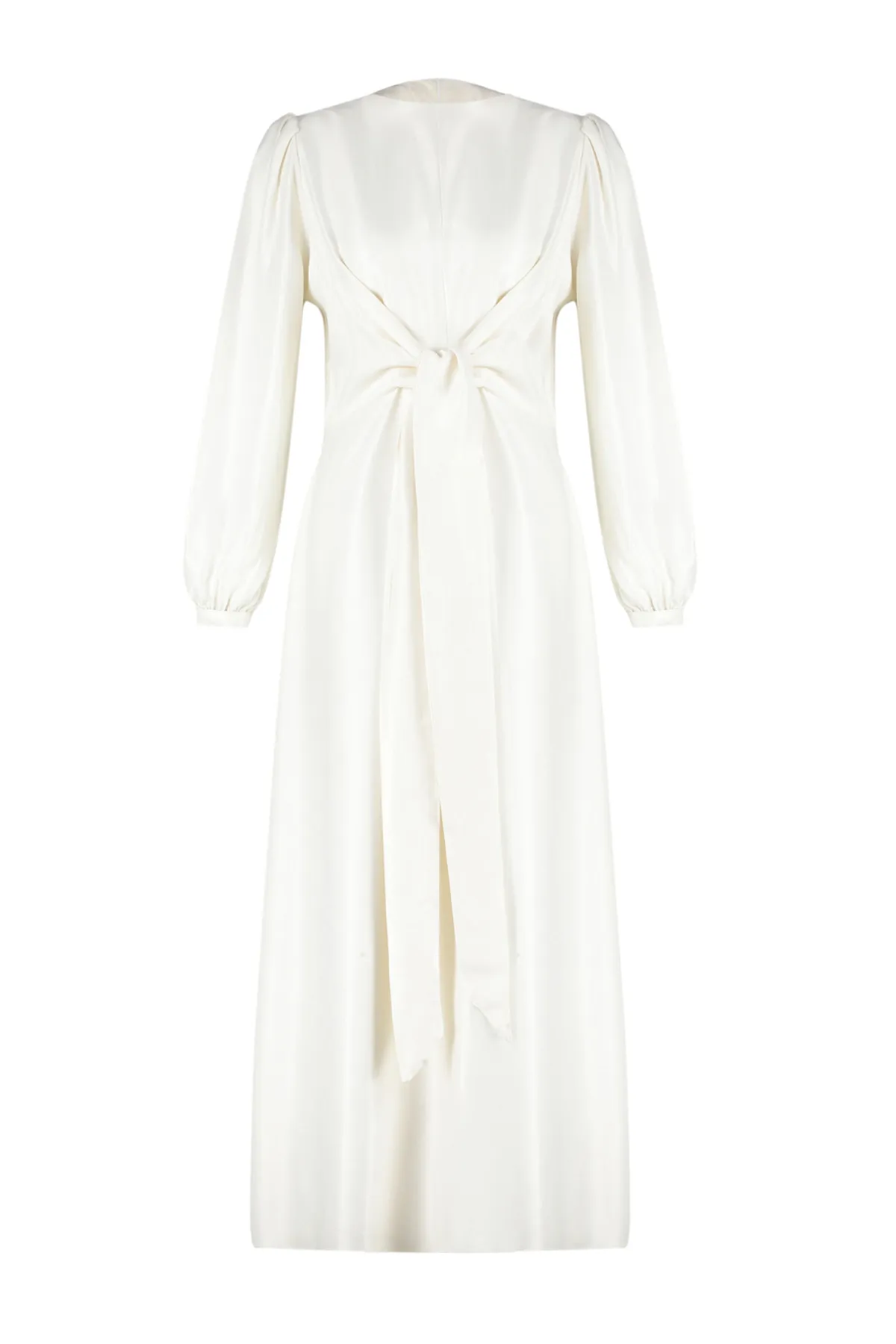 Trendyol Modest  Ecru Zweireihiges, detailliertes langes Hochzeits-/Besondere-Tag-Abendkleid TCTAW22EB0105