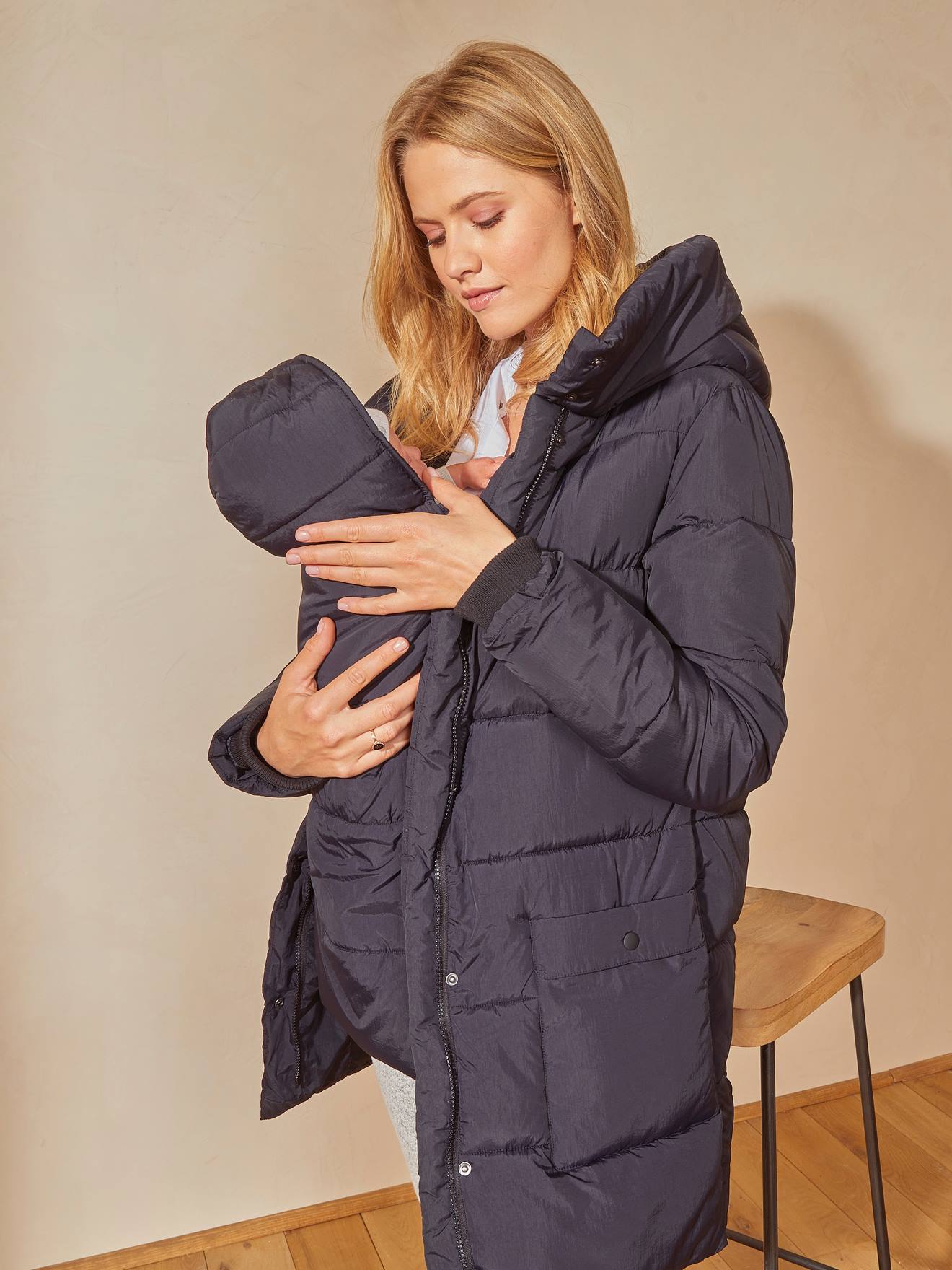 Vertbaudet Steppjacke für Schwangerschaft & Stillzeit, Tragejacke, Recycling-Polyester - schwarz