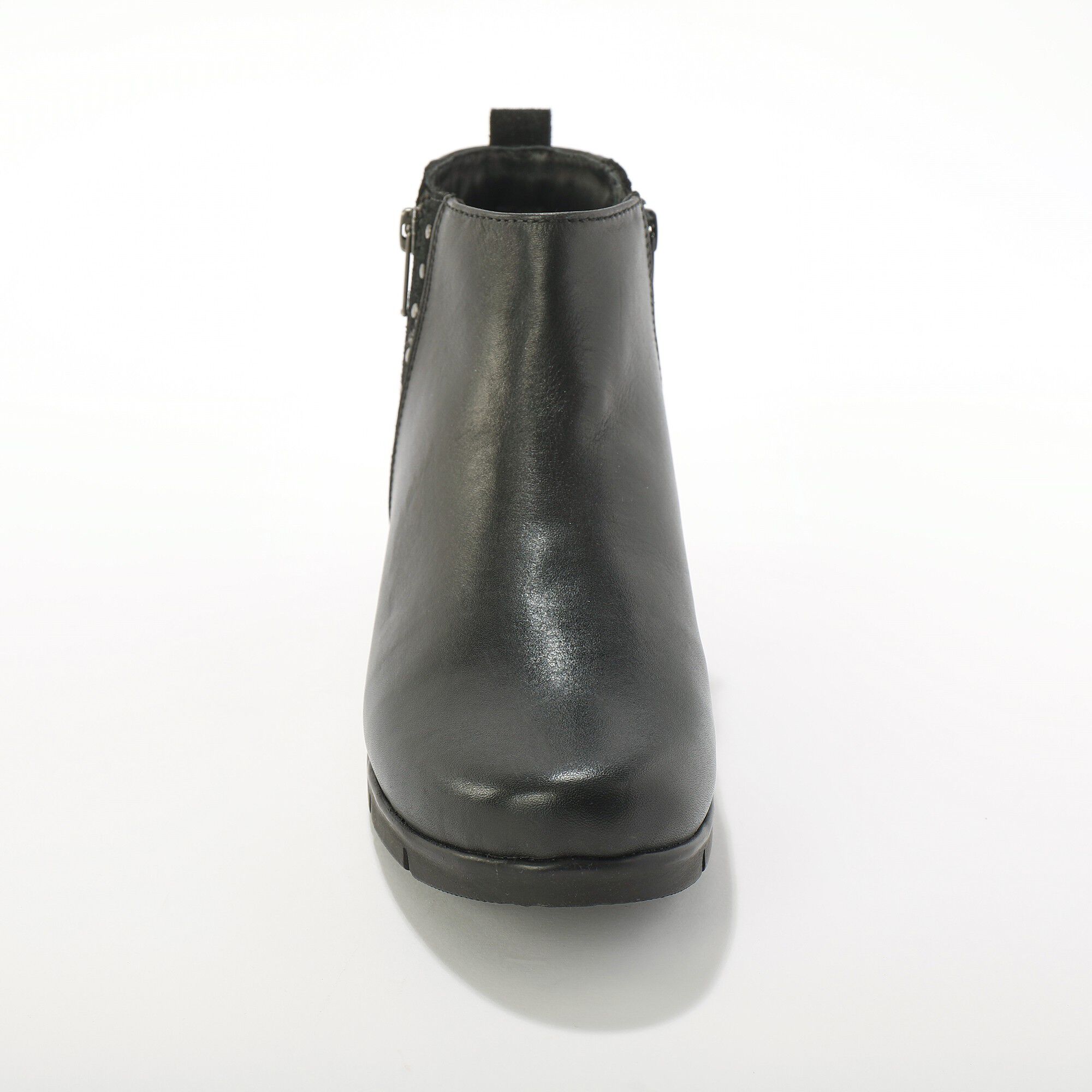 Boots compensées zippées en cuir et croûte de cuir