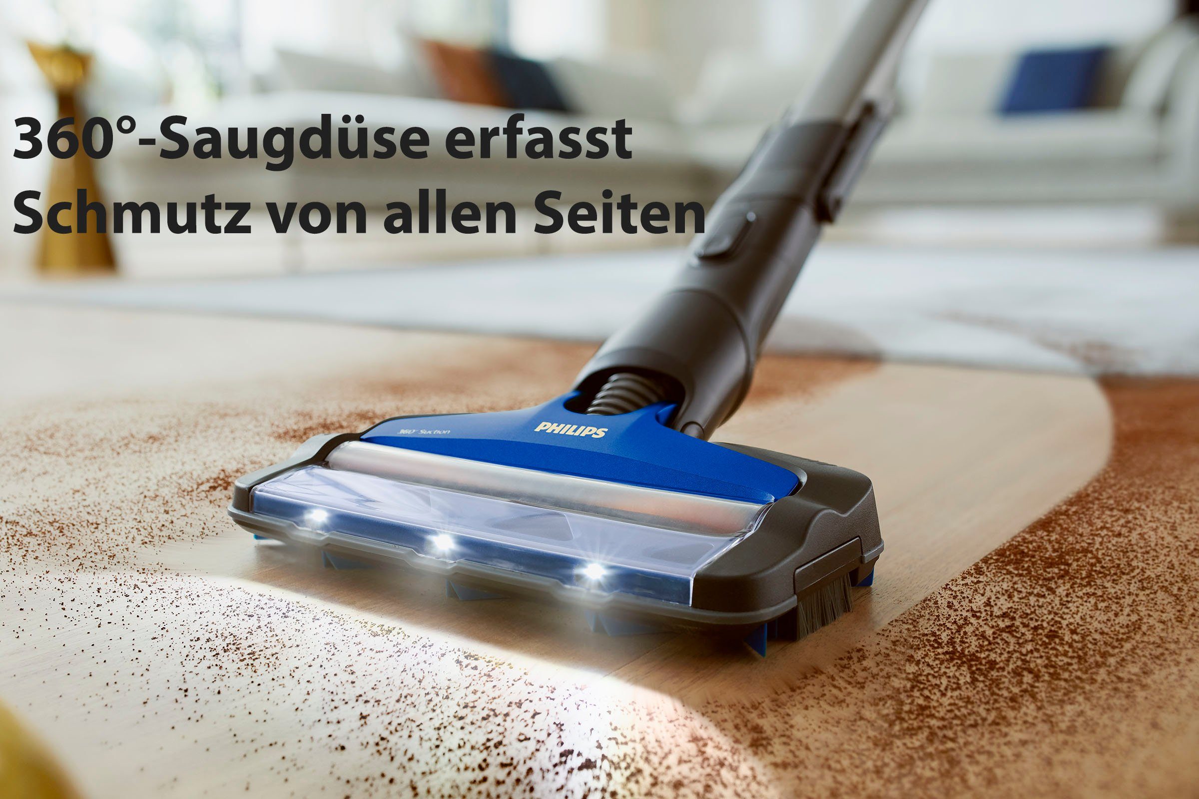 Philips Akku-Stielstaubsauger XC8045/01 SpeedPro Max, beutellos, mit 60 Minuten Laufzeit und 360°-Saugdüse