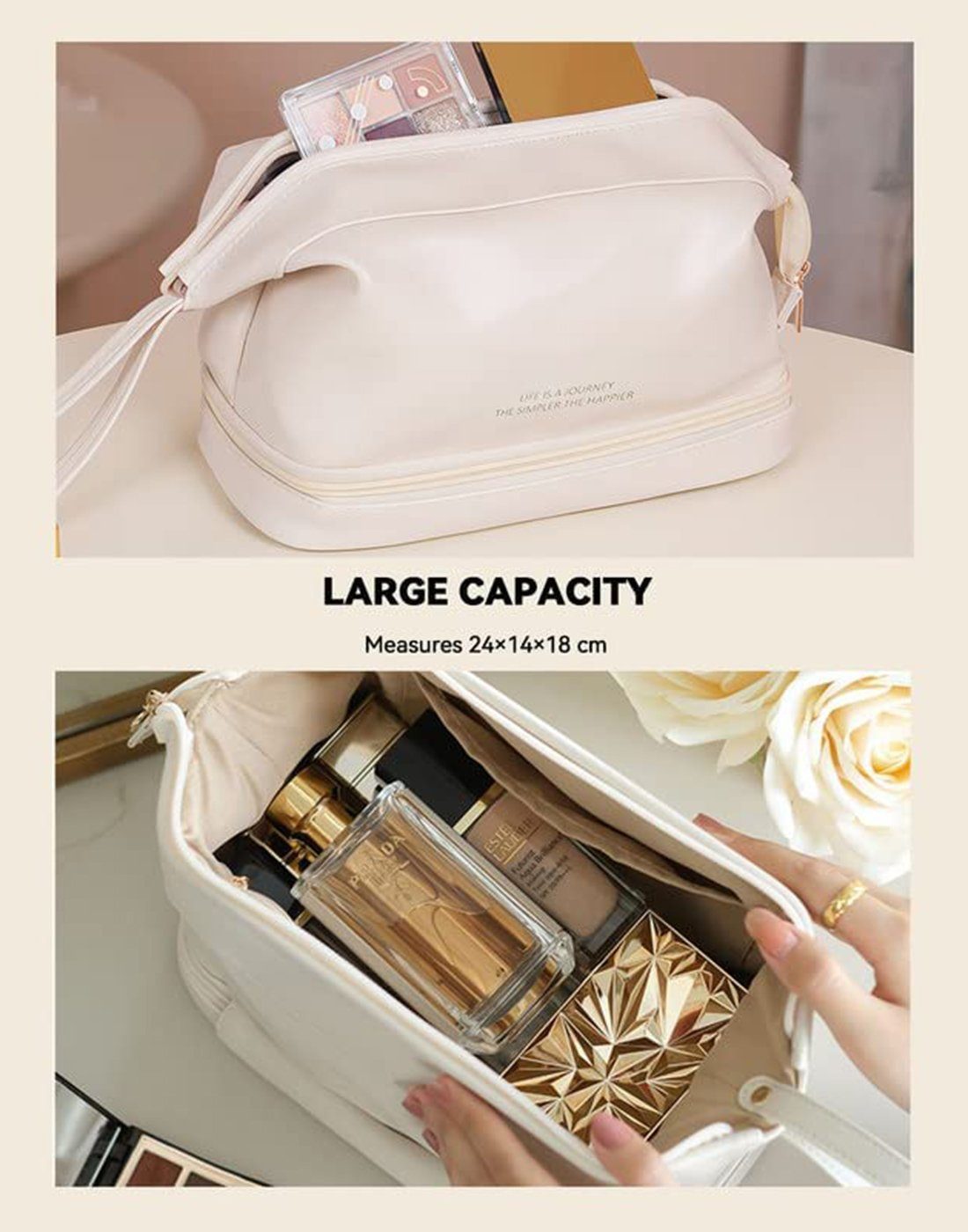 Haiaveng Kosmetiktasche Aufbewahrungstasche,Kosmetiktasche Damen, Multifunktionale Schminktasche mit Doppeltem Design