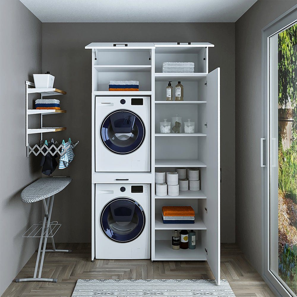 Roomart Waschmaschinenumbauschrank (Waschmaschinenschrank für Trockner und Waschmaschine Überbauschrank)