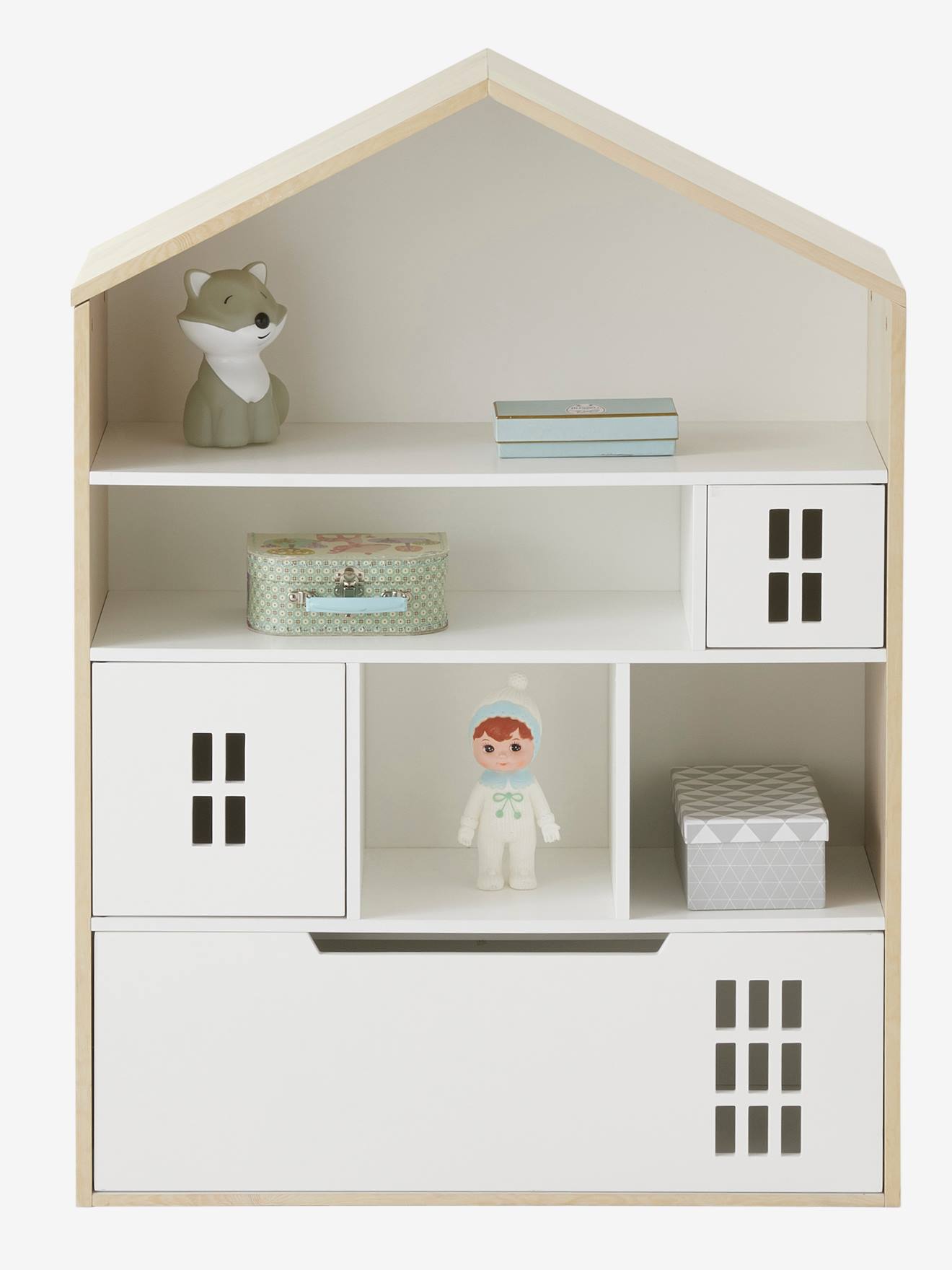 Vertbaudet Kinder Schrank MAISON, Hausform - natur/weiß