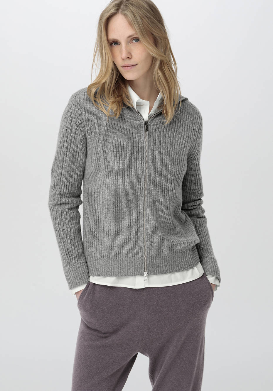 Strickjacke aus Bio-Merinowolle mit Kaschmir