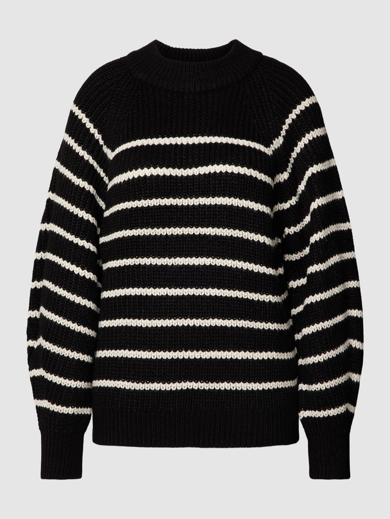 Strickpullover mit Streifenmuster Modell 'MIBA' in black