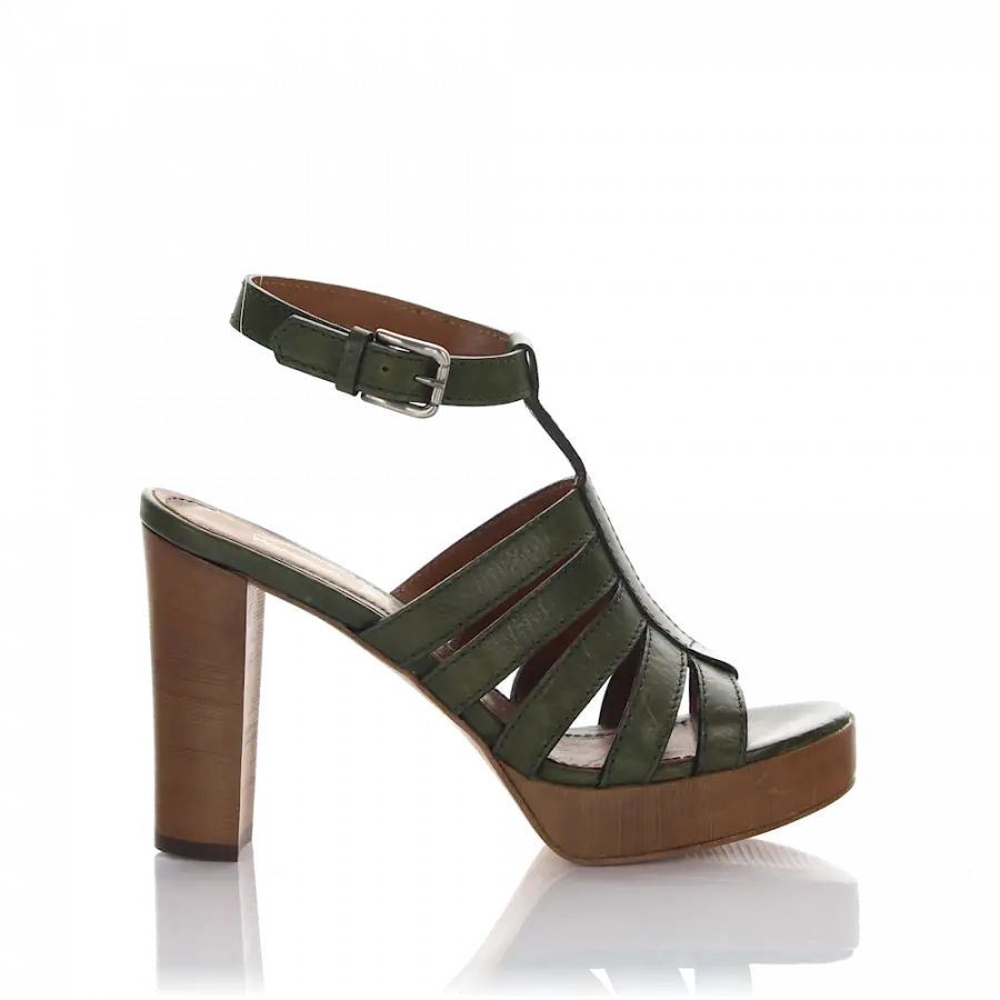 Rossano Bisconti - Sandalen CIBREO Plateau Knöchelriemchen Leder grün - grün