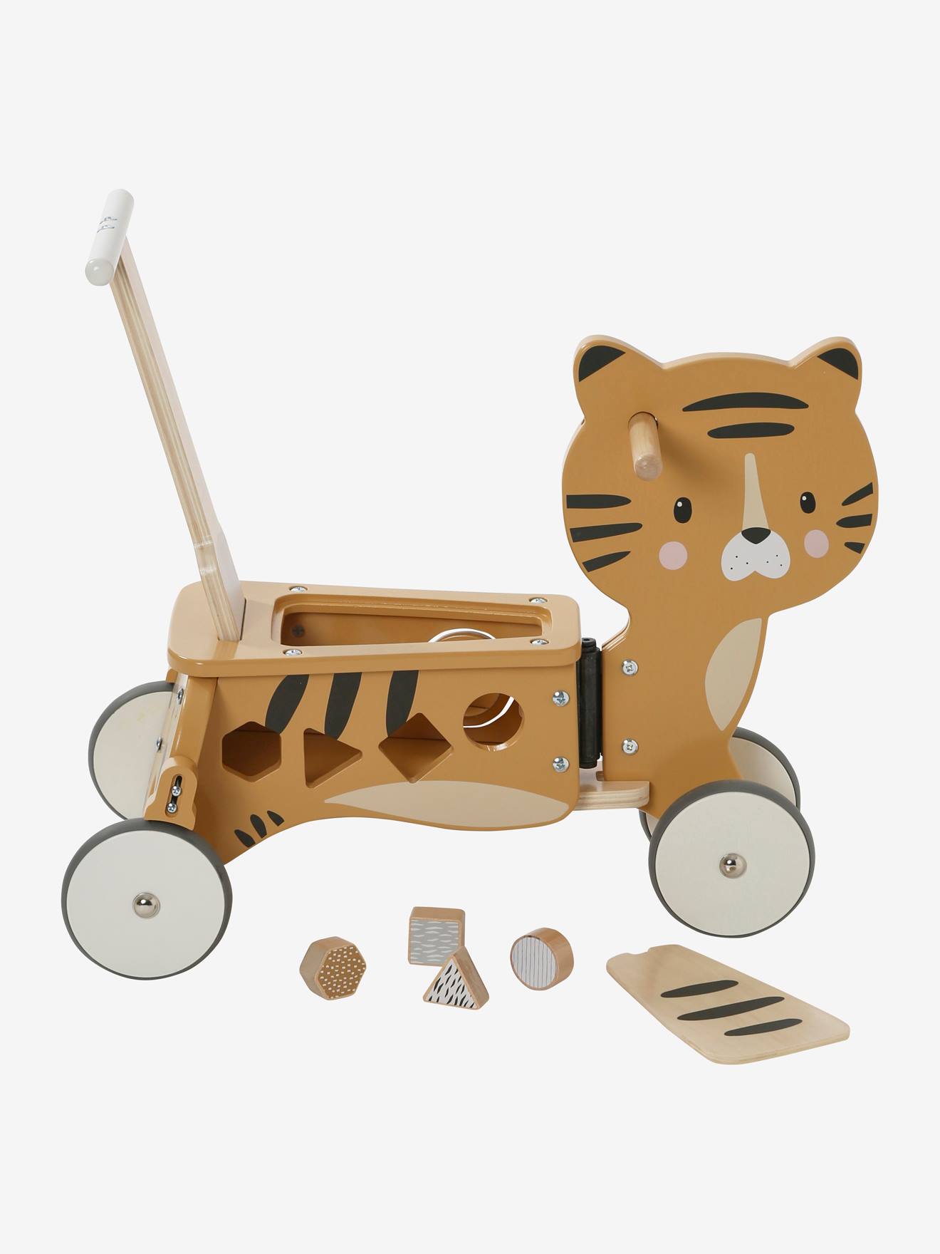 Vertbaudet Baby 2-in-1-Rutschfahrzeug/Lauflernwagen, Holz FSC - rosa