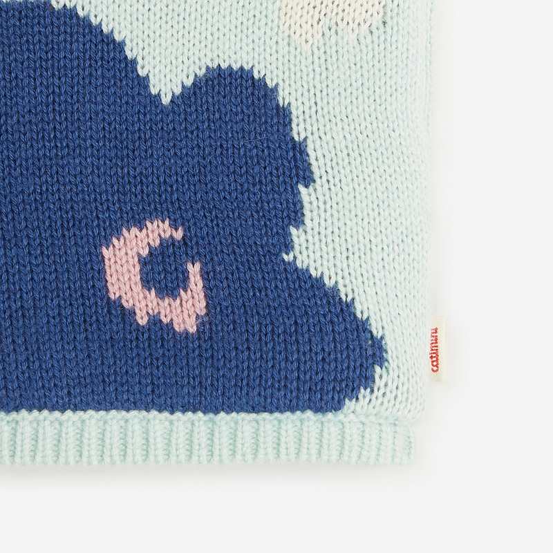 Snood bébé fille coloré et imprimé floral en tricot bleu Catimini