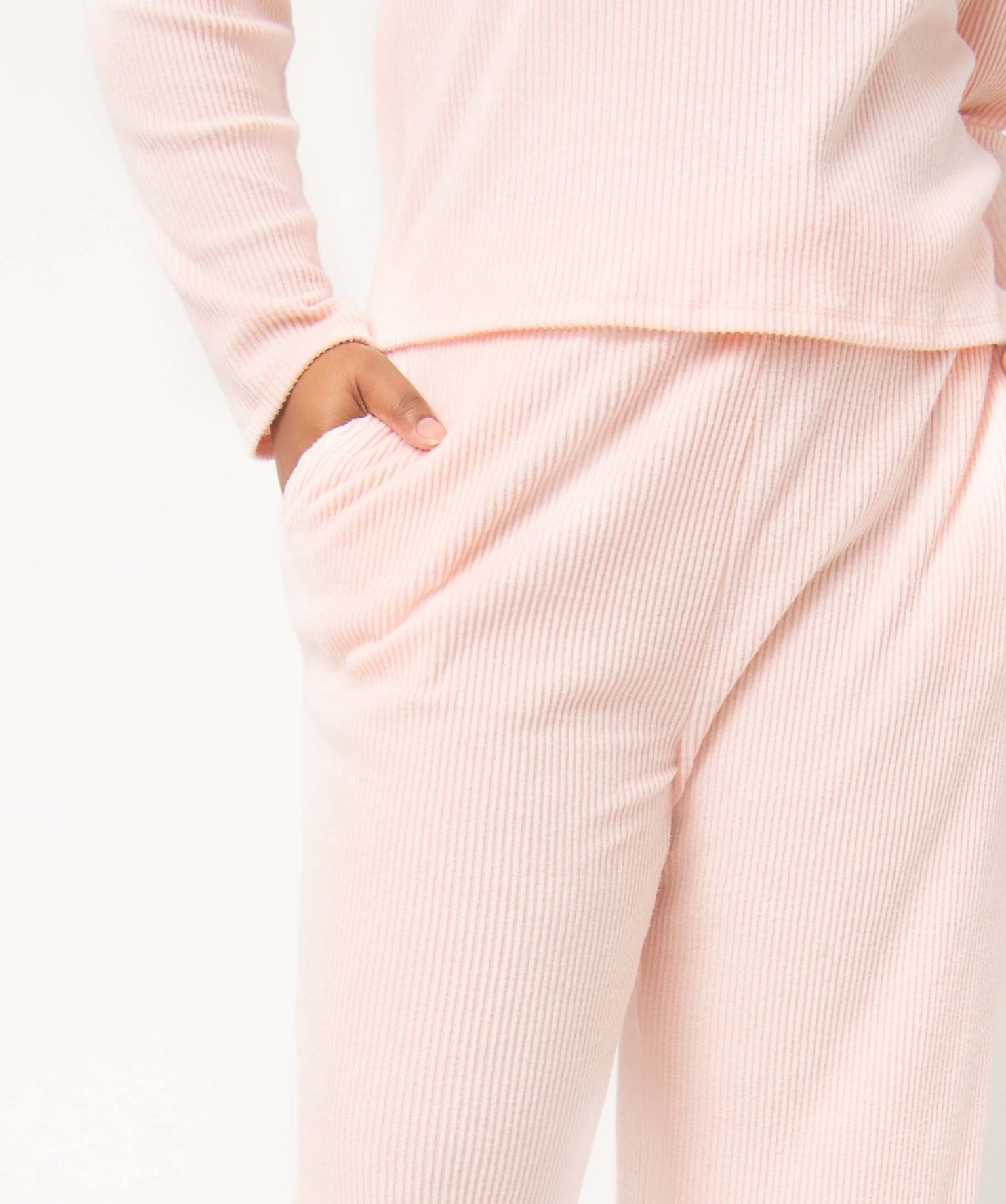 Pantalon d’intérieur femme grande taille en maille ctelée rose | GEMO