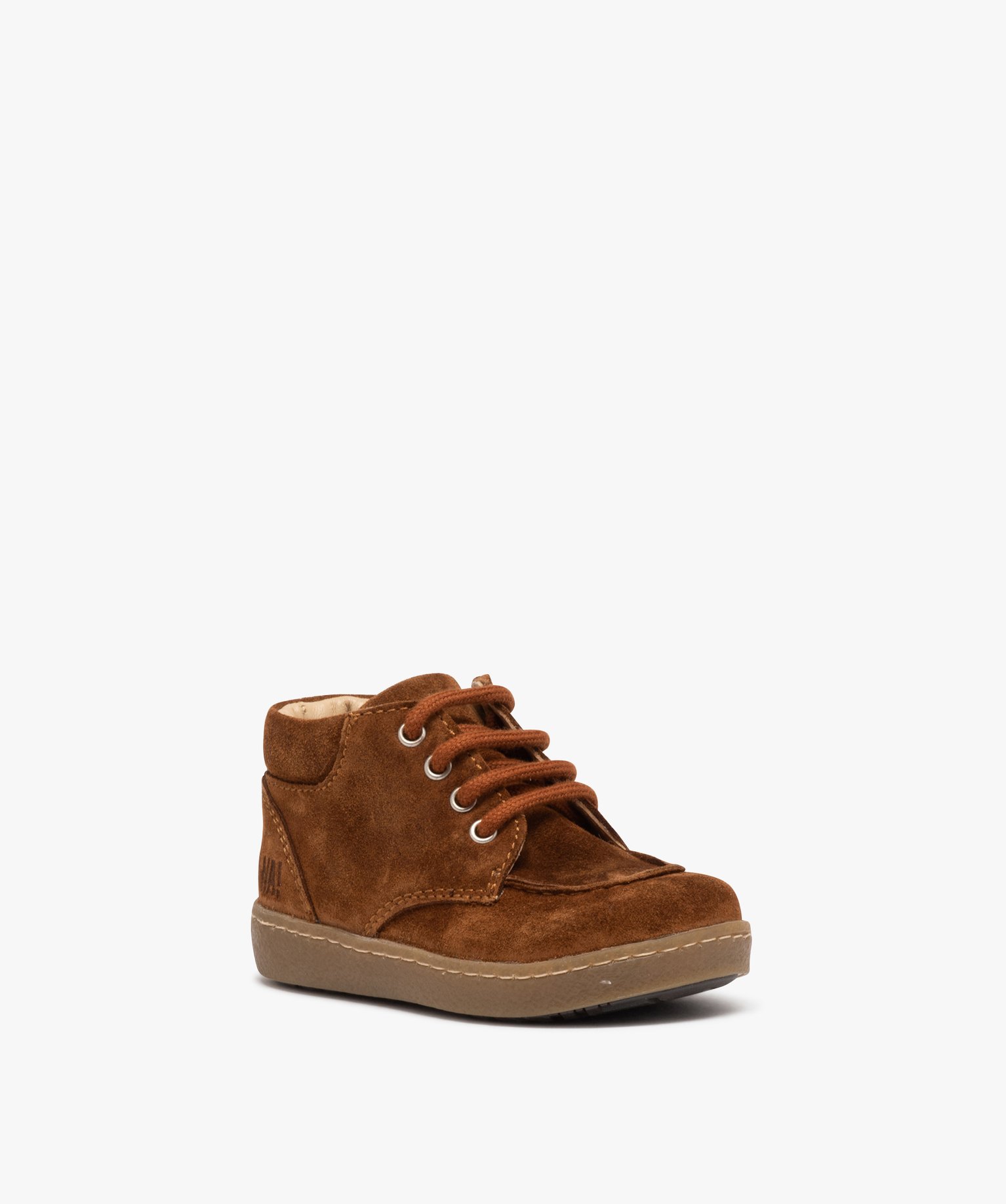 Chaussures en cuir velours à lacets bébé Garçon - NA! camel | GEMO