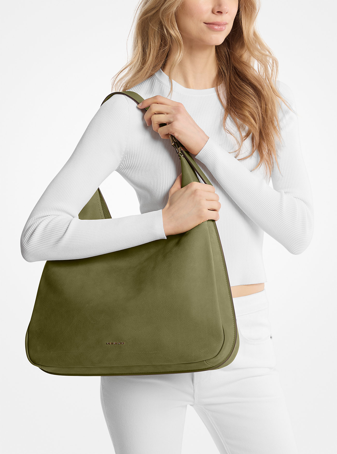 Nolita Stor Nubuck Hobo Skulderveske - PISTACHIOS