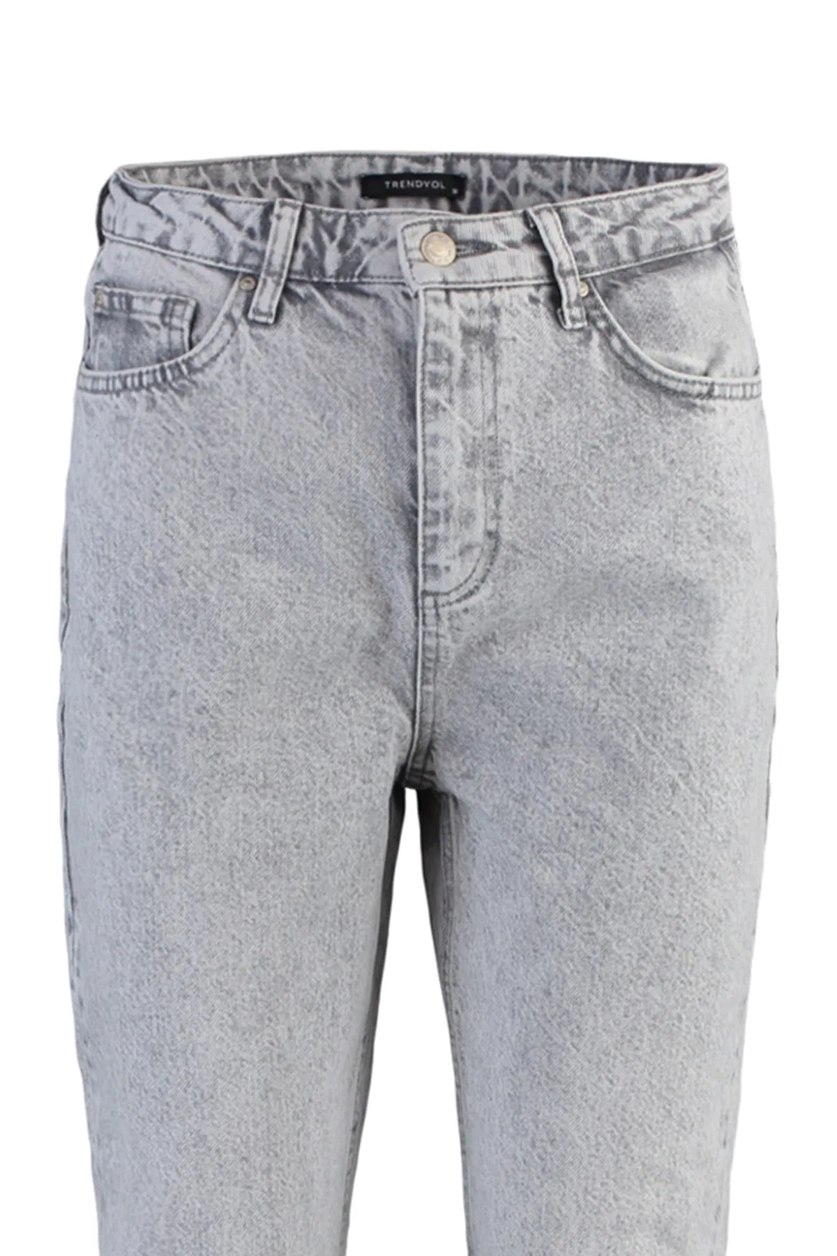 Trendyol Collection  Graue Mom-Jeans mit hoher Taille TWOAW22JE0945