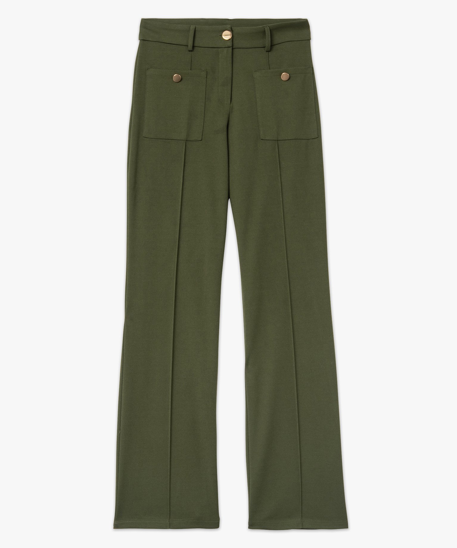 Pantalon en maille coupe droite avec fausses poches plaquée... kaki | GEMO