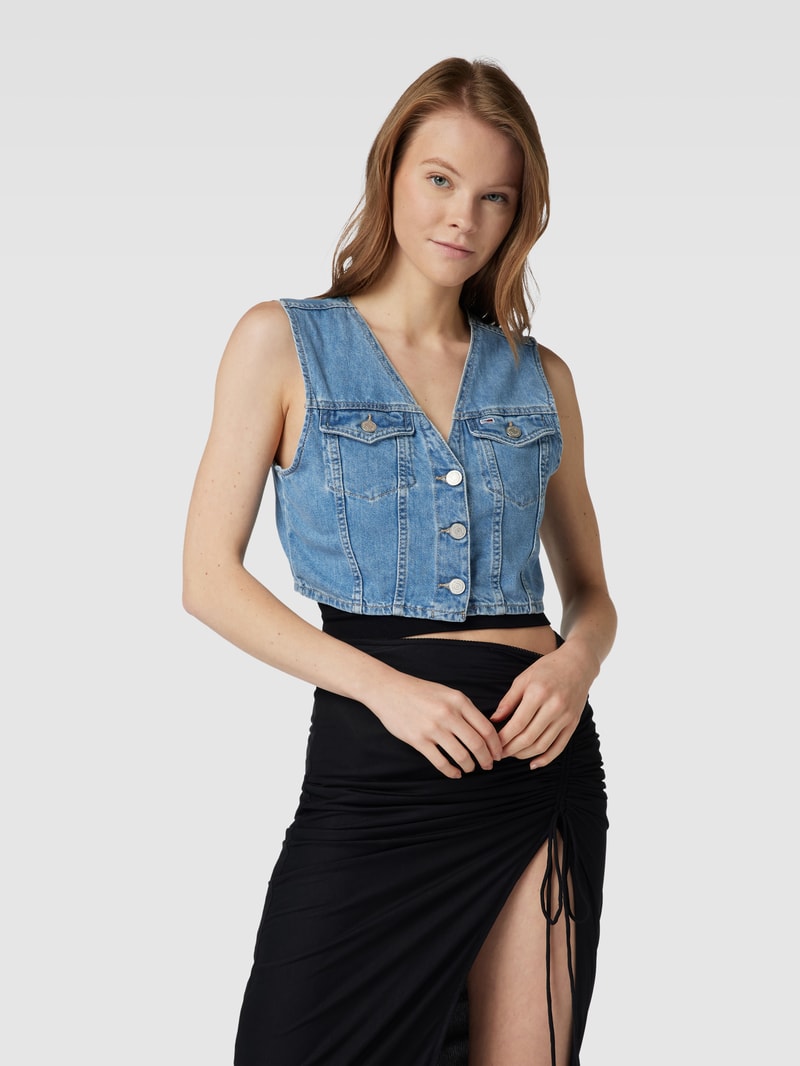 Cropped Weste in Denim-Optik in jeans