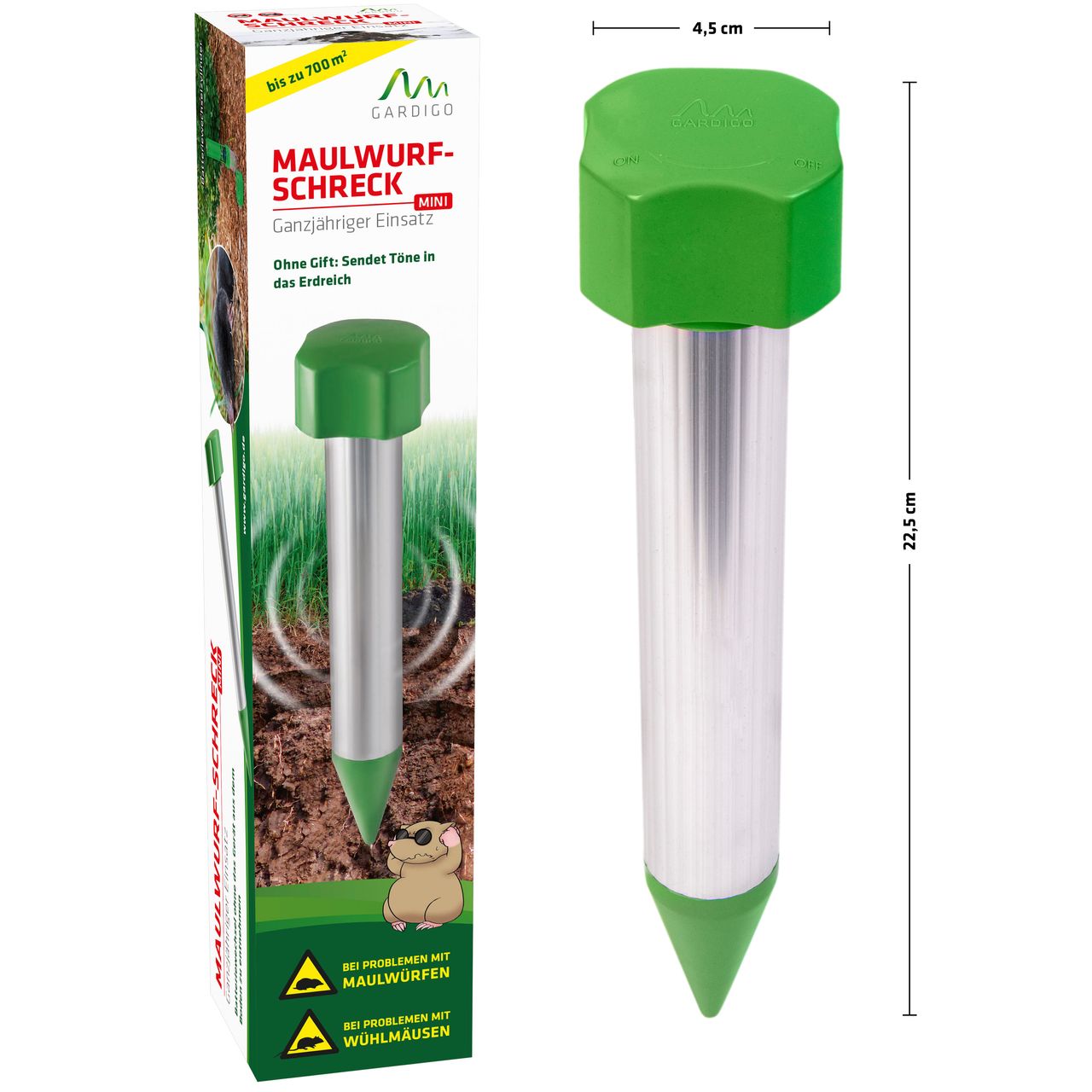 Gardigo Maulwurf-Abwehr Mini Alu inkl.Batterien