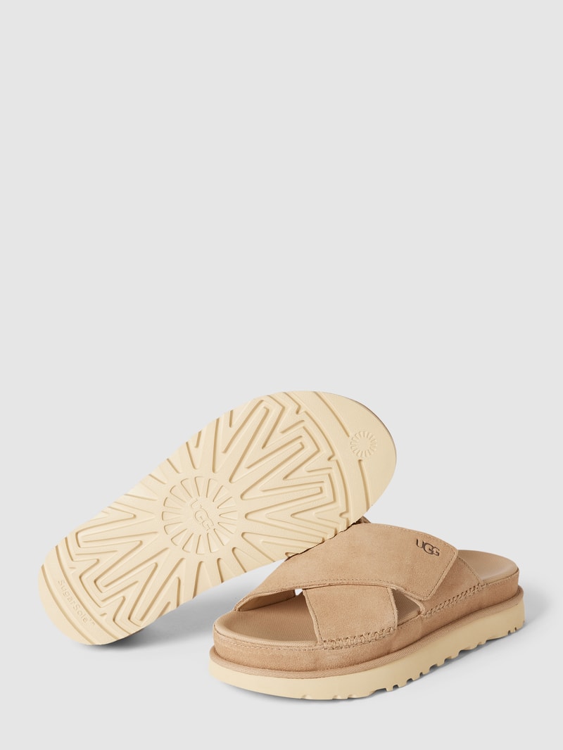 Pantoletten mit Label-Detail Modell 'GOLDENSTAR' in sand