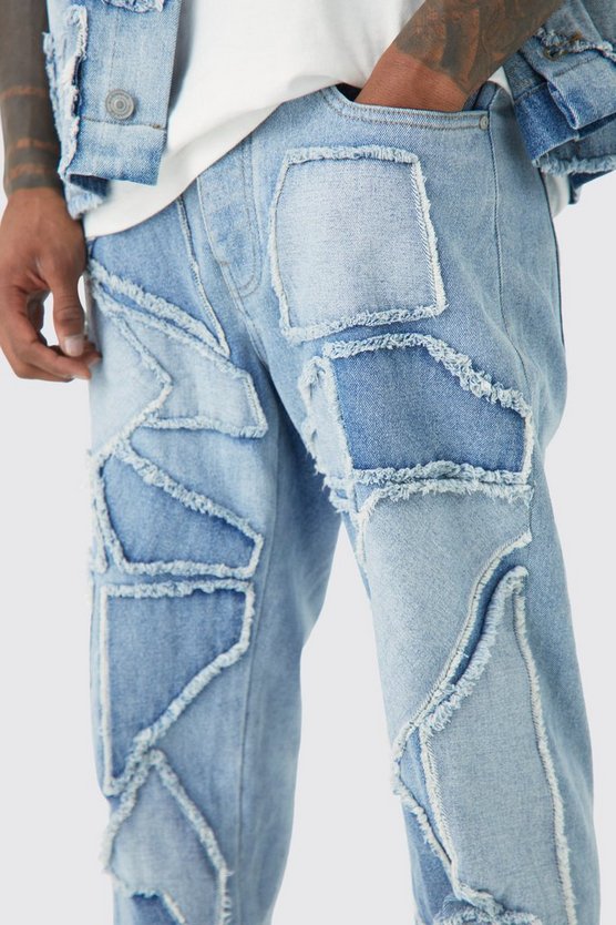 Locker zerrissene Patchwork Jeans