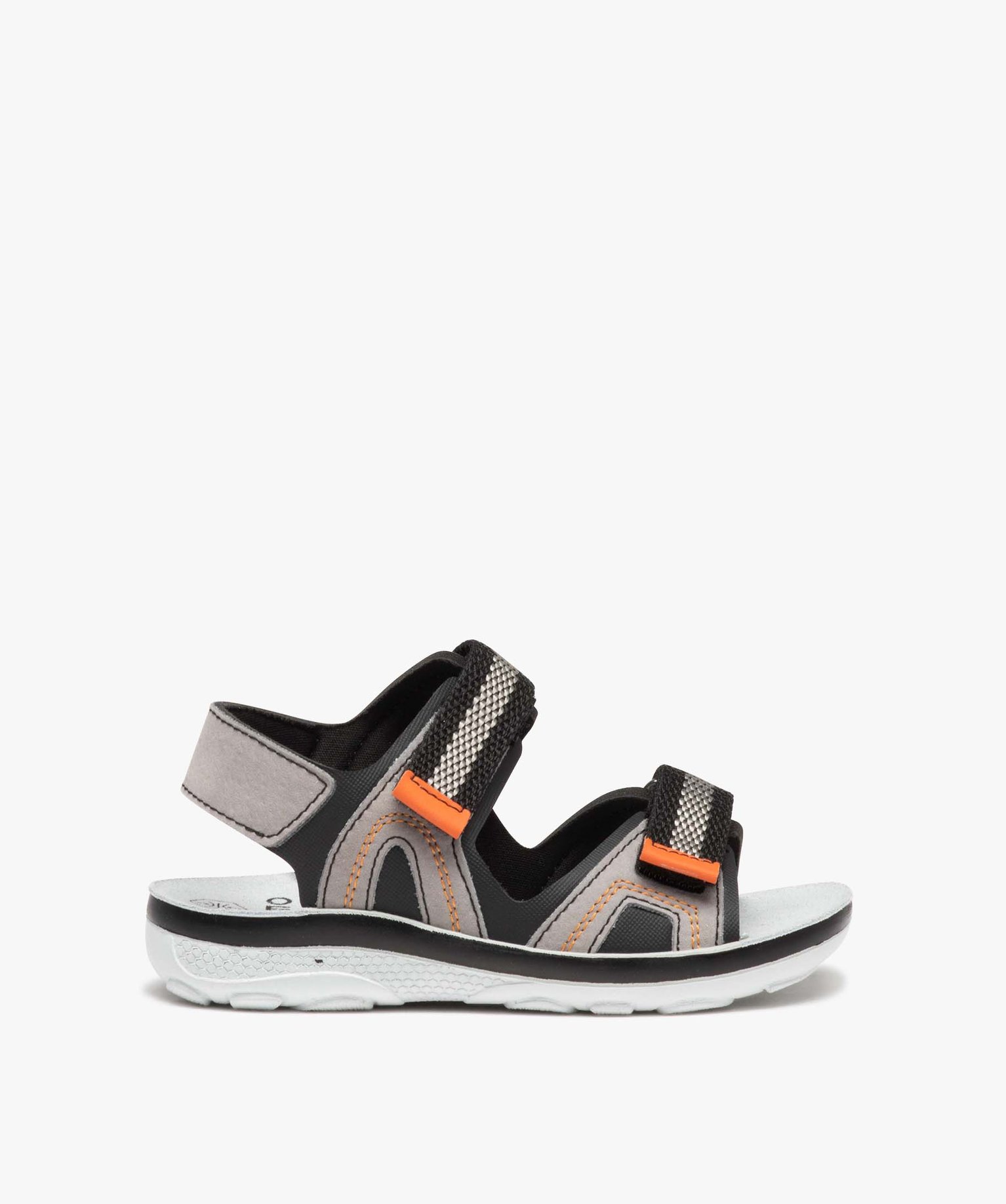Sandales Garçon bicolores avec brides à scratch en tissu noir | GEMO