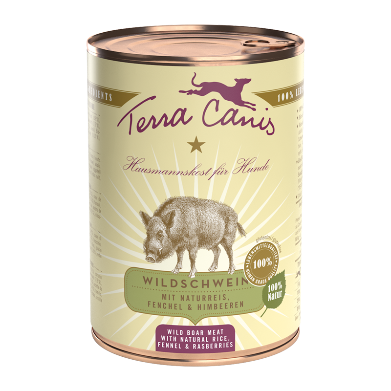 Terra Canis Hundenassfutter Terra Canis Classic Adult 6x400g Wildschwein mit Naturreis, Fenchel & Himbeeren