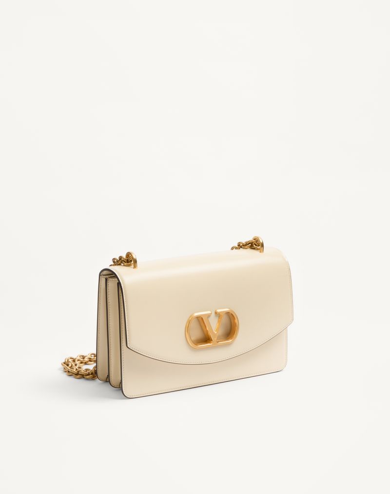 Bolsa de ombro Valentino Garavani Vain em couro de bezerro brilhante