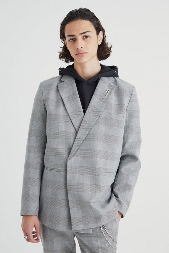 Lockerer karierter Wickel-Blazer