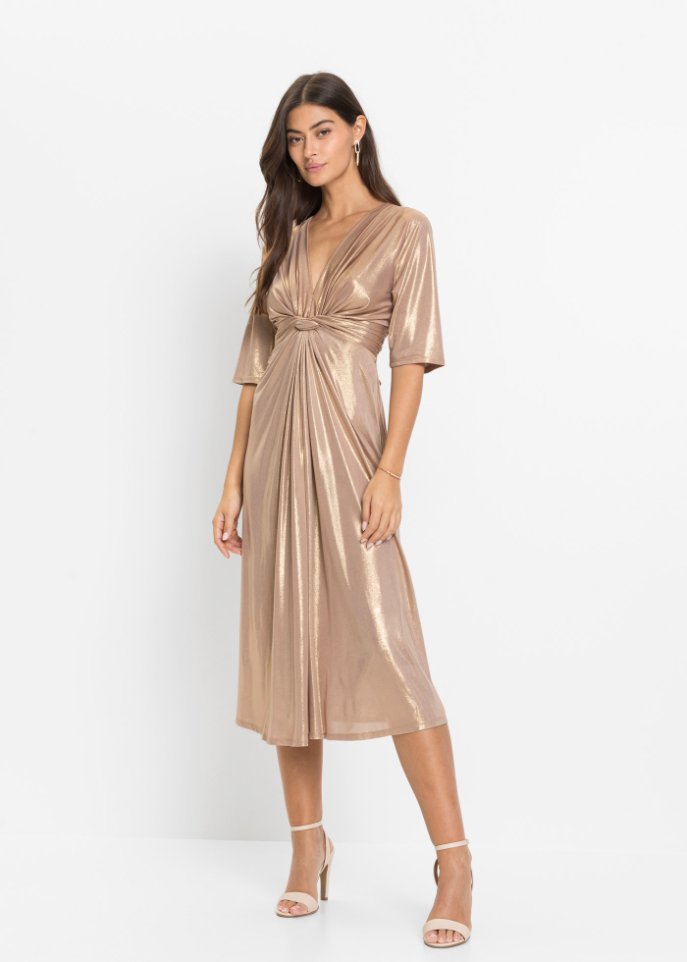 Midikleid mit Metallic-Effekt