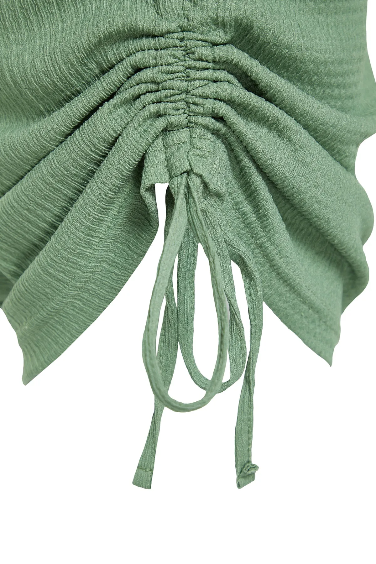 Trendyol Curve  Dunkelmintfarbenes, körperbetontes, seitlich gerafftes Strickkleid mit detailliertem Muster TBBSS22AH0147