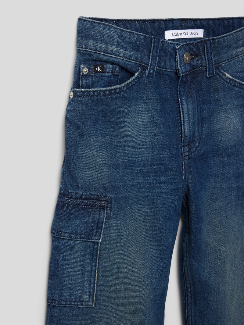 Flared Jeans mit Pattentaschen Modell 'SKATER UTILITY' in blau