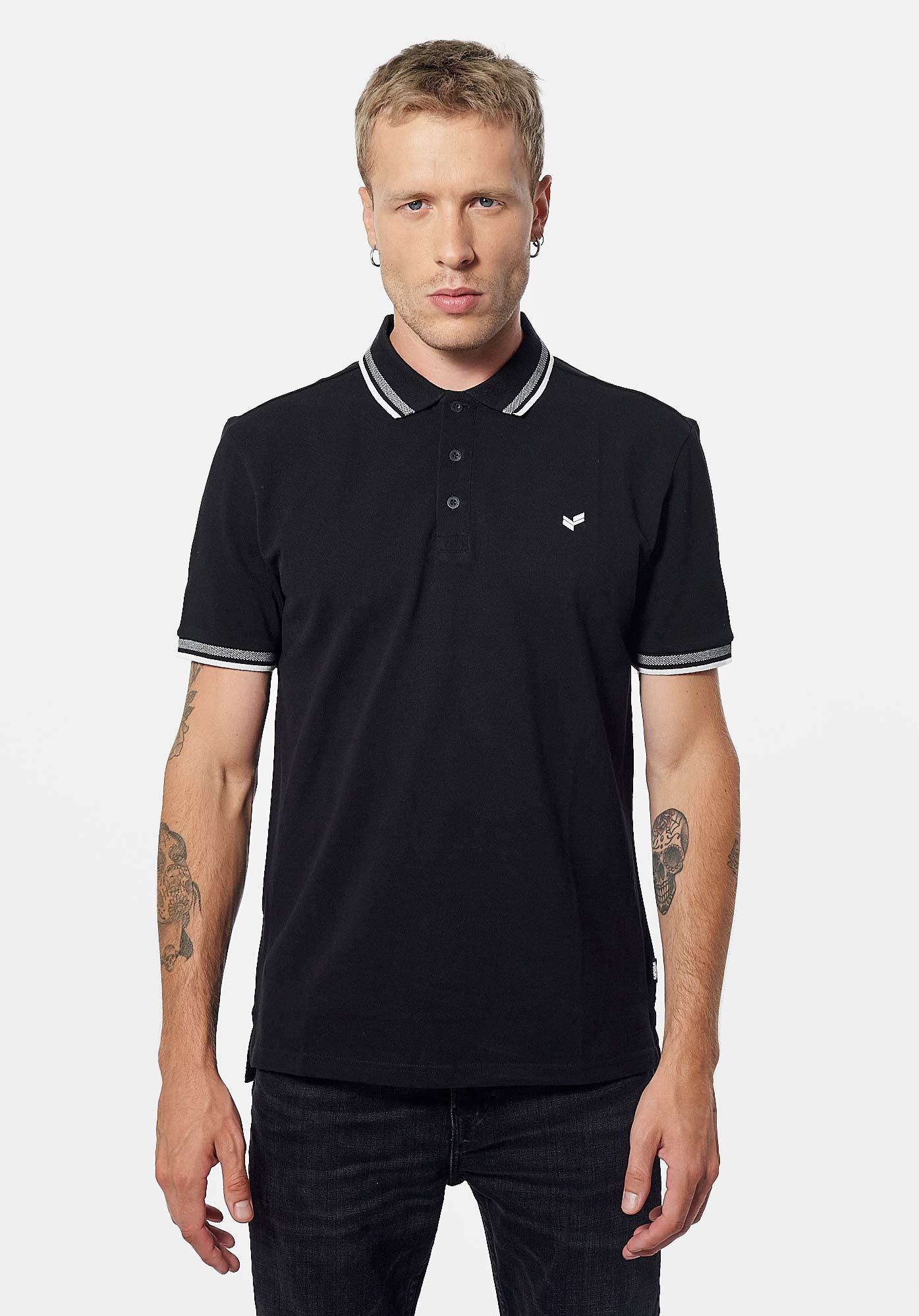 RAYOC  Polo noir Homme en 100% coton bio