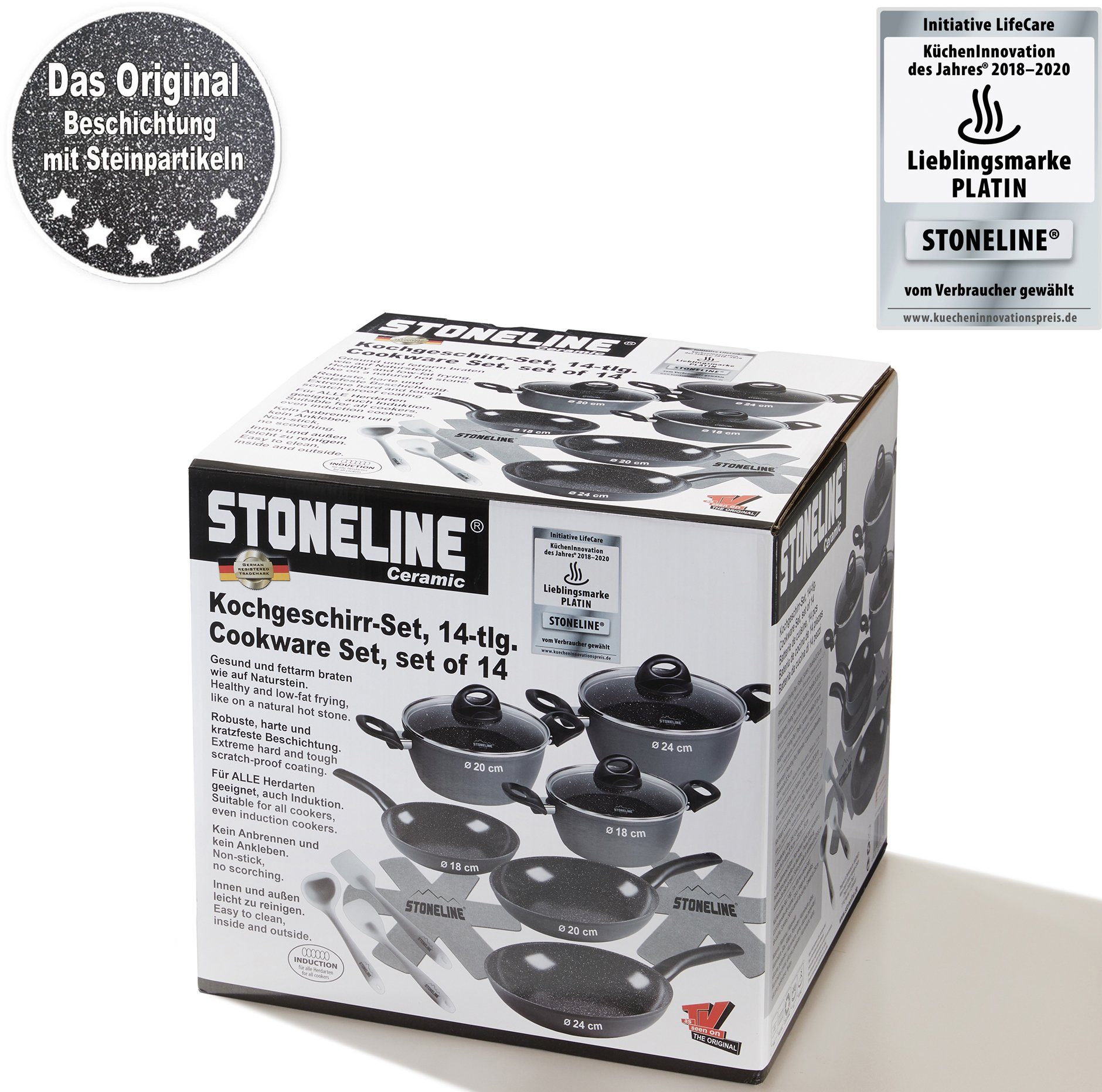 STONELINE Topf-Set, Aluminium (Set, 14-tlg), Keramik-Antihaftbeschichtung, Induktion