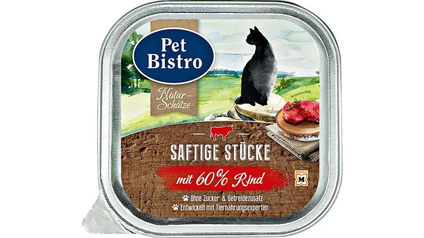 Pet Bistro Katzennassfutter Naturschätze - Saftige Stücke mit Rind 100 g