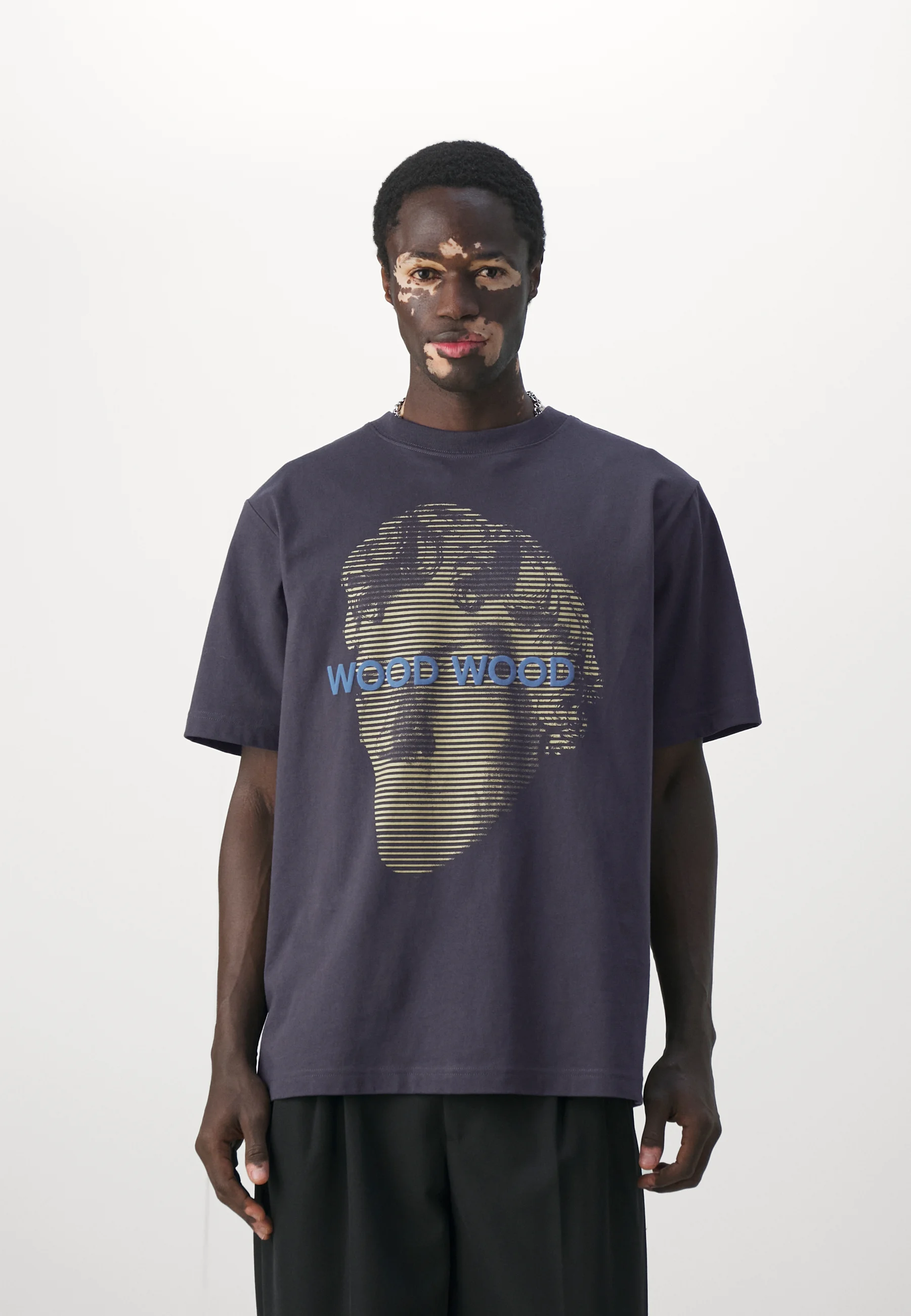 Wood Wood HAIDER STRIPED FACE - Camiseta con estampado