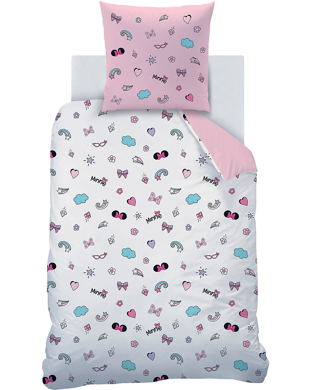 Wende-Kinderbettwäsche   Home Minnie Wink, Renforcé, 135 x 200 + 80 x 80 cm