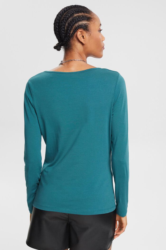Longsleeve mit V-Ausschnitt und Kräuseldetails