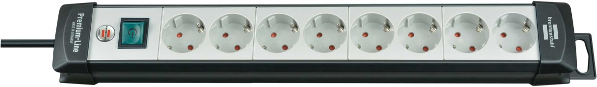 Regleta de enchufes Brennenstuhl 1951580101 Premium-Line de 8 tomas, negra/gris claro, 5 m, H05VV-F 3G1.5
