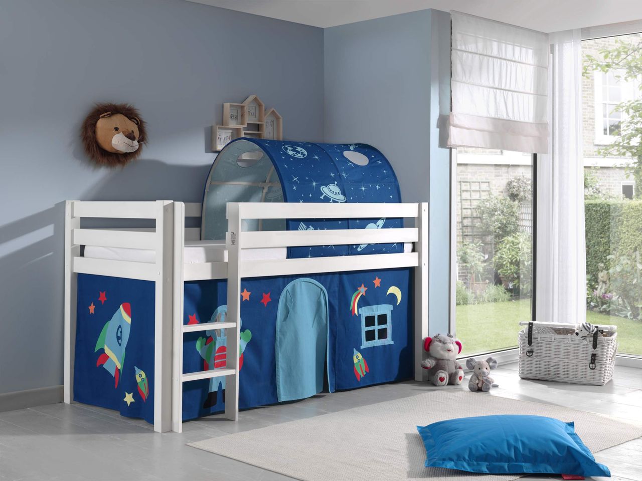 VIPACK Spielbett Pino mit Textilset Vorhang und Tunnel 