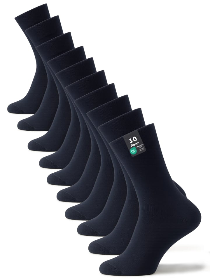 Cotton Prime® 10 Paar Unisex Socken Baumwollsocken - Back to Basic in marineblau günstig kaufen