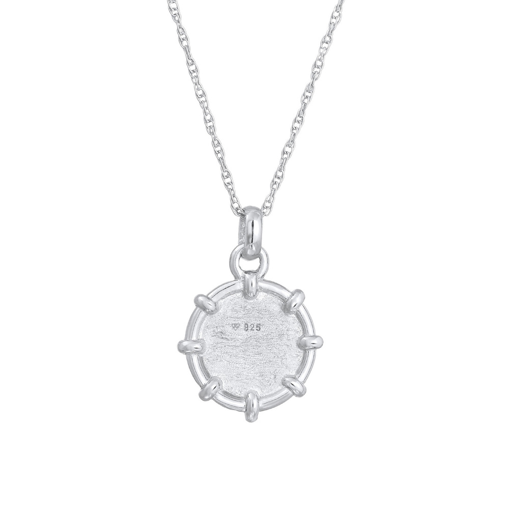 Elli Elli Collier Femme Pendentif Monnaie structuré en argent sterling 925 Bijoux