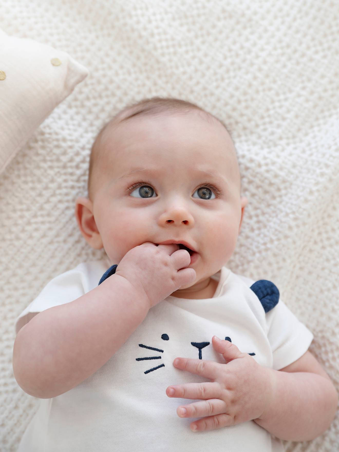 Ensemble naissance T-shirt et short de cérémonie bébé bleu jean