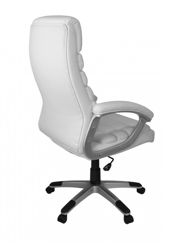 Amstyle Bürostuhl Leder Optik Weiß Schreibtischstuhl Chefsessel Drehstuhl mit XXL Polsterung